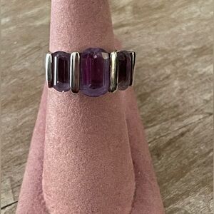 Tri Stone Amethyst Ring